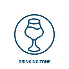 drinking zone icon from food collection. Thin linear drinking zone, zone, drink outline icon isolated on white background. Line vector drinking zone sign, symbol for web and mobile