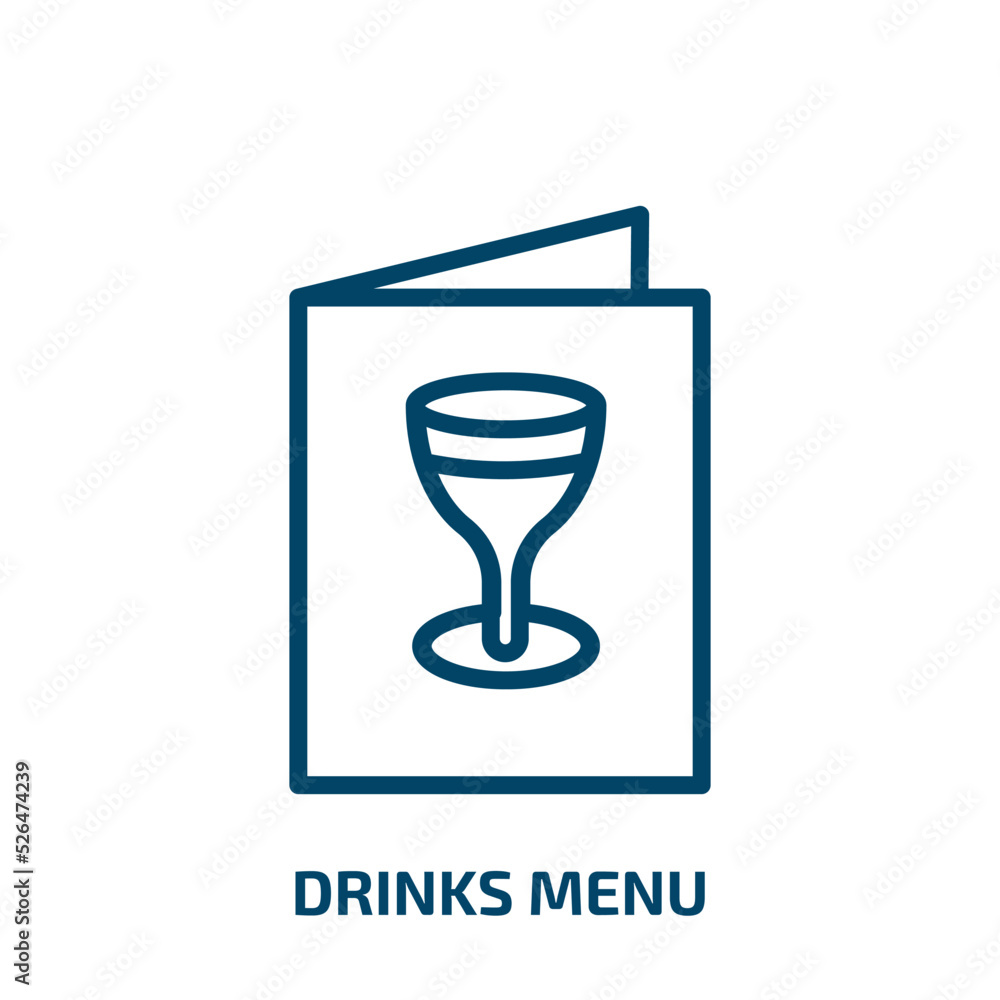 Poster drinks menu icon from food collection. thin linear drinks menu, drink, menu outline icon isolated on