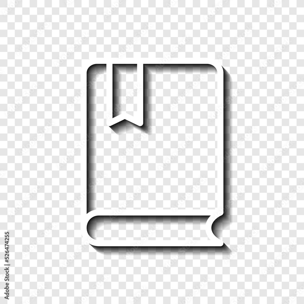Aufkleber book simple icon vector. flat design. white with shadow on transparent grid.ai