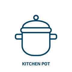kitchen pot icon from food collection. Thin linear kitchen pot, pot, kitchen outline icon isolated on white background. Line vector kitchen pot sign, symbol for web and mobile