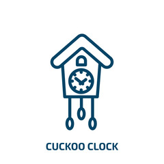 cuckoo clock icon from furniture & household collection. Thin linear cuckoo clock, timer, hour outline icon isolated on white background. Line vector cuckoo clock sign, symbol for web and mobile