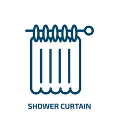 shower curtain icon from furniture & household collection. Thin linear shower curtain, shower, bath outline icon isolated on white background. Line vector shower curtain sign, symbol for web and