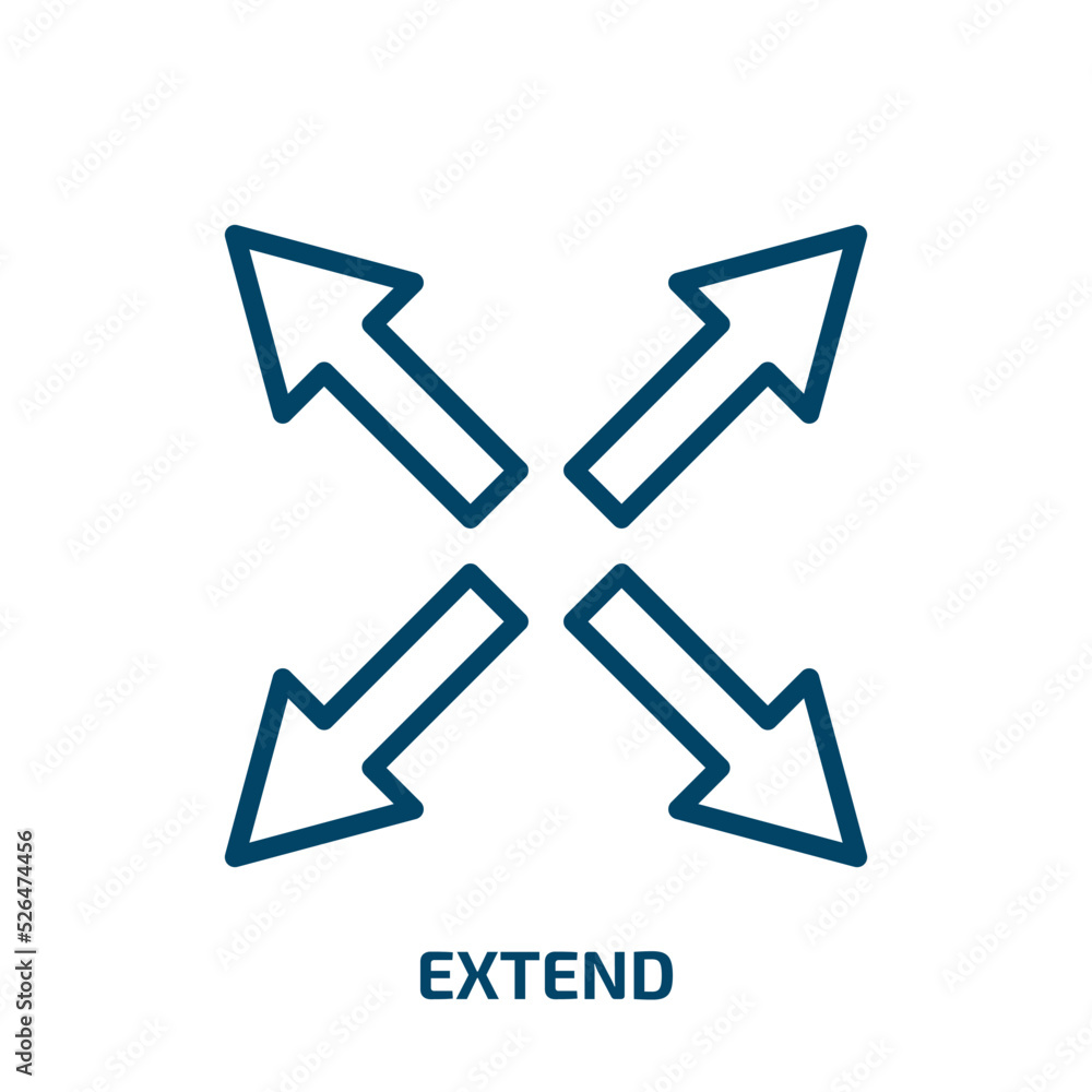 Poster extend icon from geometry collection. thin linear extend, button, arrow outline icon isolated on whi