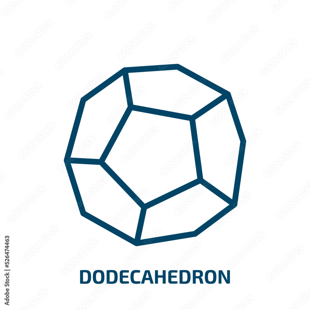 Poster dodecahedron icon from geometry collection. thin linear dodecahedron, cube, icosahedron outline icon