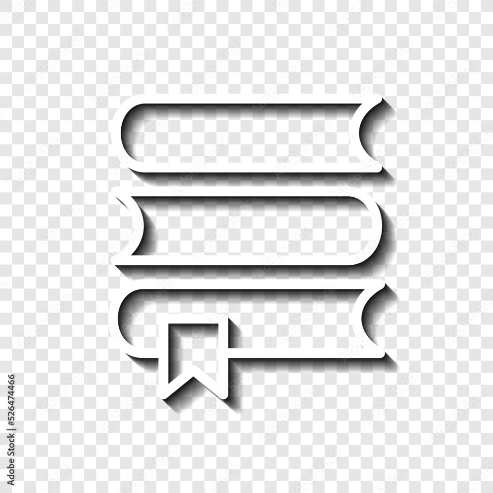 Poster books and bookmark simple icon vector. flat design. white with shadow on transparent grid.ai