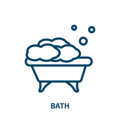bath icon from furniture and household collection. Thin linear bath, shower, water outline icon isolated on white background. Line vector bath sign, symbol for web and mobile