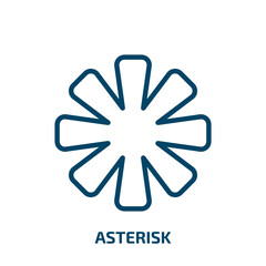 asterisk icon from geometry collection. Thin linear asterisk, star, geometric outline icon isolated on white background. Line vector asterisk sign, symbol for web and mobile