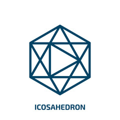 icosahedron icon from geometry collection. Thin linear icosahedron, education, cube outline icon isolated on white background. Line vector icosahedron sign, symbol for web and mobile