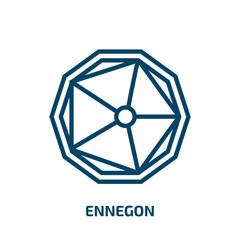 ennegon icon from geometry collection. Thin linear ennegon, play, template outline icon isolated on white background. Line vector ennegon sign, symbol for web and mobile