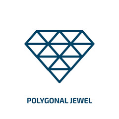 Fototapeta premium polygonal jewel icon from geometry collection. Thin linear polygonal jewel, mineral, jewelry outline icon isolated on white background. Line vector polygonal jewel sign, symbol for web and mobile