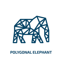 polygonal elephant icon from geometry collection. Thin linear polygonal elephant, geometric, animal outline icon isolated on white background. Line vector polygonal elephant sign, symbol for web and