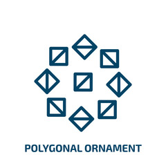 polygonal ornament icon from geometry collection. Thin linear polygonal ornament, ornament, geometric outline icon isolated on white background. Line vector polygonal ornament sign, symbol for web and
