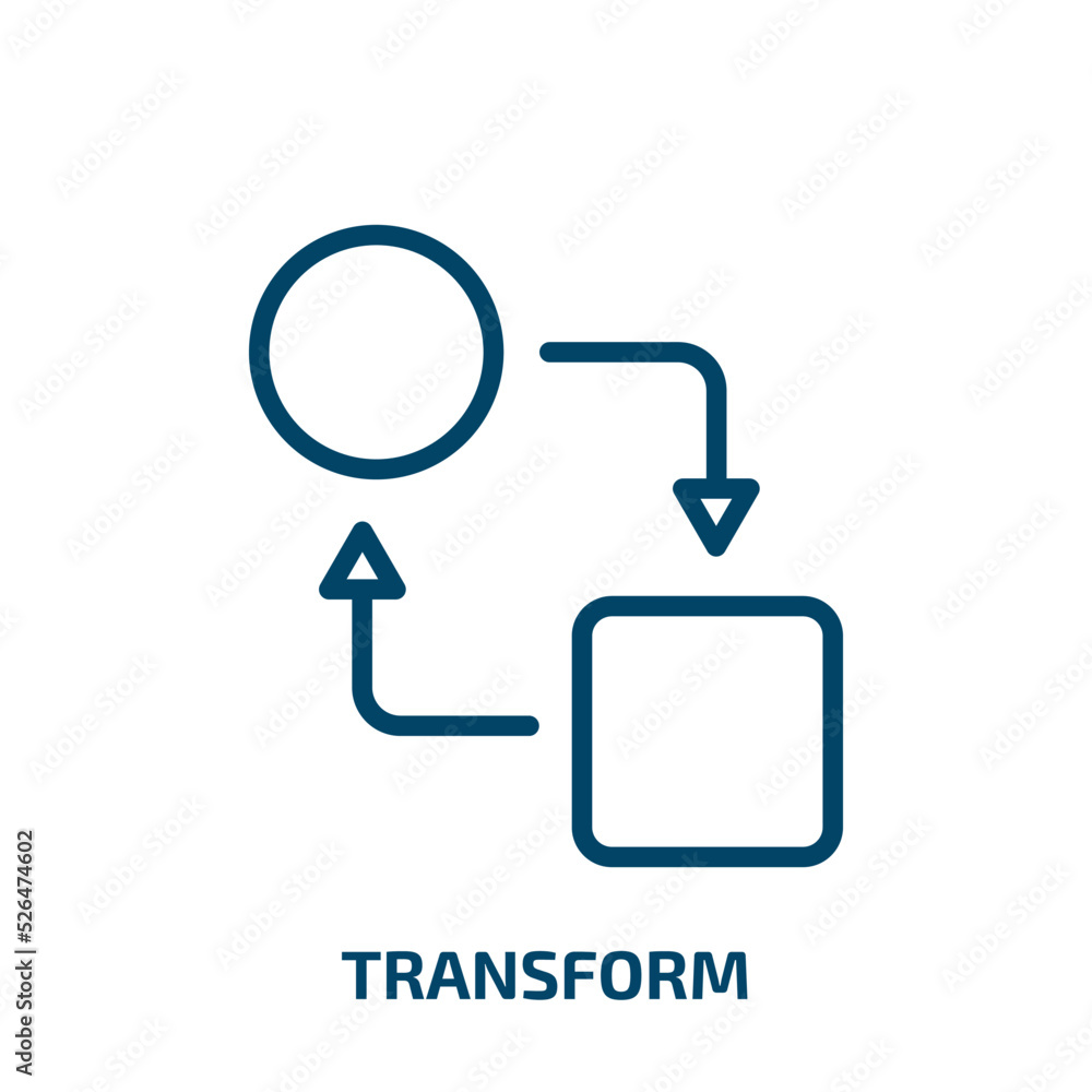 Poster transform icon from geometric figure collection. thin linear transform, technology, transformation o