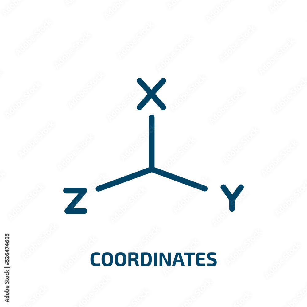 Poster coordinates icon from geometric figure collection. thin linear coordinates, coordinate, business out