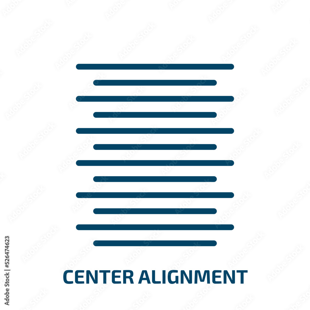 Poster center alignment icon from geometric figure collection. thin linear center alignment, align, text ou