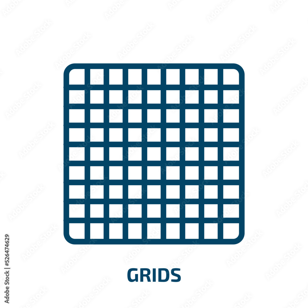 Poster grids icon from geometric figure collection. thin linear grids, business, grid outline icon isolated