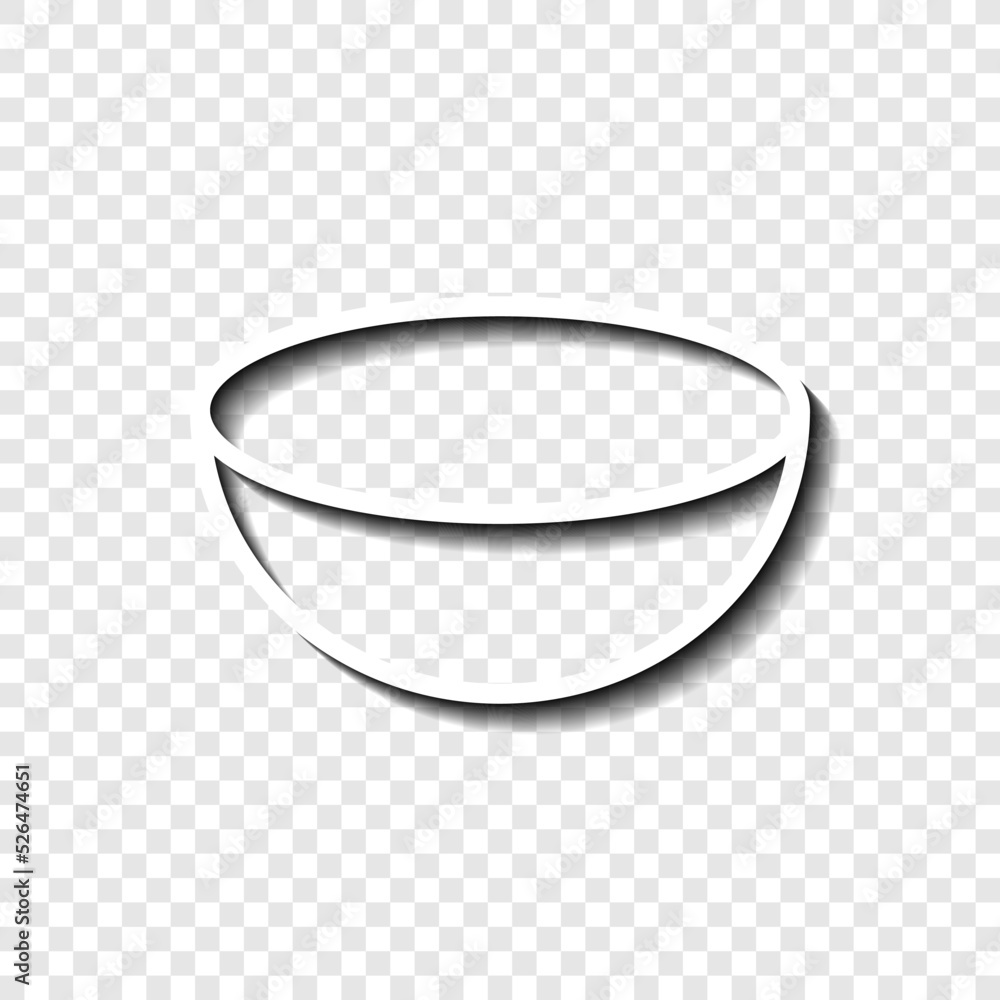 Poster bowl simple icon vector. flat design. white with shadow on transparent grid.ai