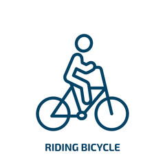 riding bicycle icon from gym and fitness collection. Thin linear riding bicycle, bicycle, cycle outline icon isolated on white background. Line vector riding bicycle sign, symbol for web and mobile