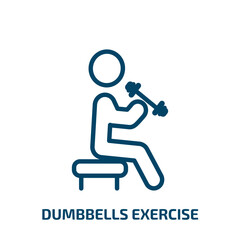 dumbbells exercise icon from gym and fitness collection. Thin linear dumbbells exercise, fitness, weight outline icon isolated on white background. Line vector dumbbells exercise sign, symbol for web