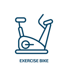 exercise bike icon from gym and fitness collection. Thin linear exercise bike, exercise, bike outline icon isolated on white background. Line vector exercise bike sign, symbol for web and mobile