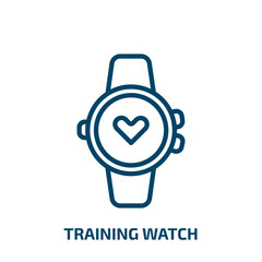 training watch icon from gym and fitness collection. Thin linear training watch, equipment, training outline icon isolated on white background. Line vector training watch sign, symbol for web and