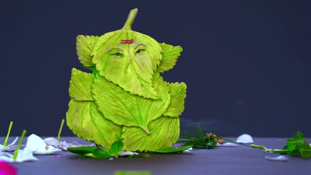 Ganesha developed by leaf it's shows nature friendly concept