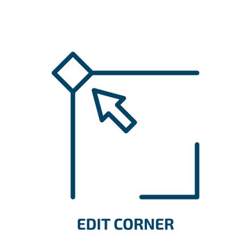 edit corner icon from geometric figure collection. Thin linear edit corner, corner, arrow outline icon isolated on white background. Line vector edit corner sign, symbol for web and mobile