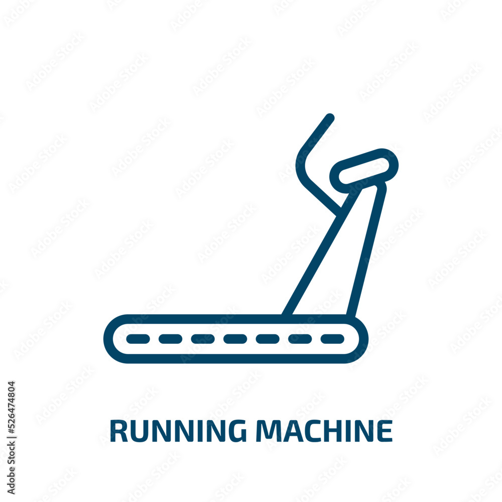 Poster running machine icon from gym and fitness collection. thin linear running machine, machine, body out