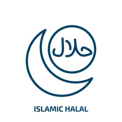 islamic halal icon from religion collection. Thin linear islamic halal, islamic, arabic outline icon isolated on white background. Line vector islamic halal sign, symbol for web and mobile