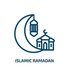islamic ramadan icon from religion collection. Thin linear islamic ramadan, mubarak, ramadan outline icon isolated on white background. Line vector islamic ramadan sign, symbol for web and mobile