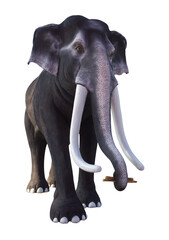 Isolate a large black statues of elephants in Thailand, which are located in the temple.