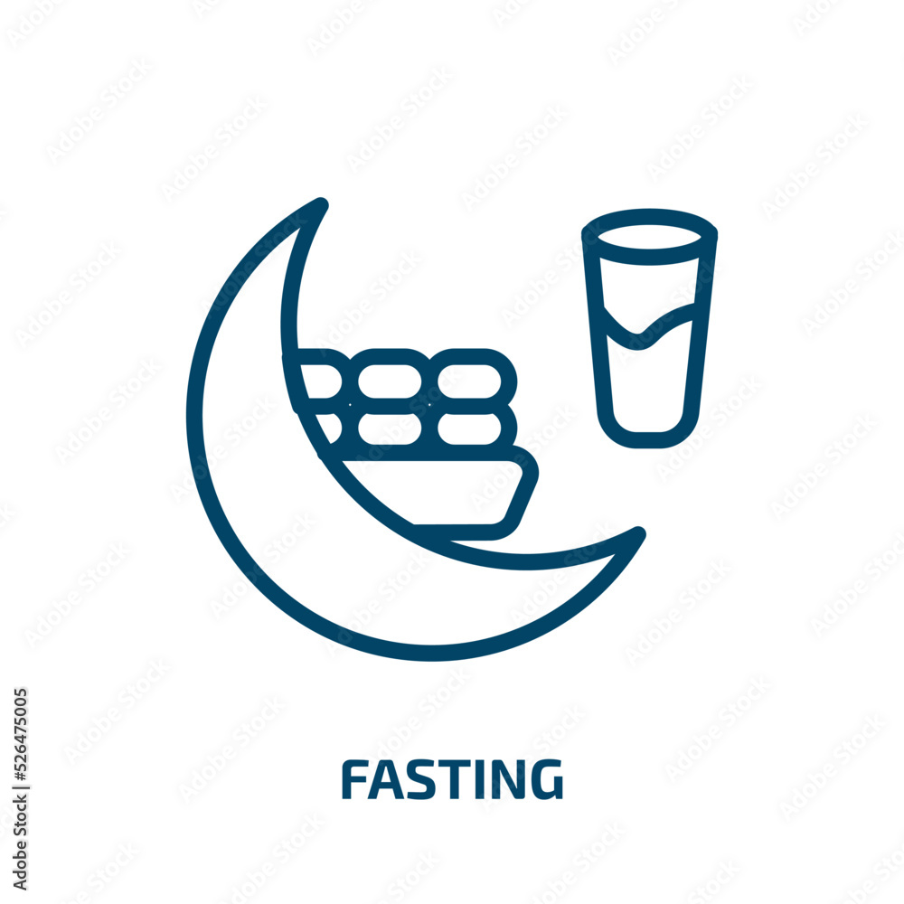 Poster fasting icon from religion collection. thin linear fasting, fast, simple outline icon isolated on wh