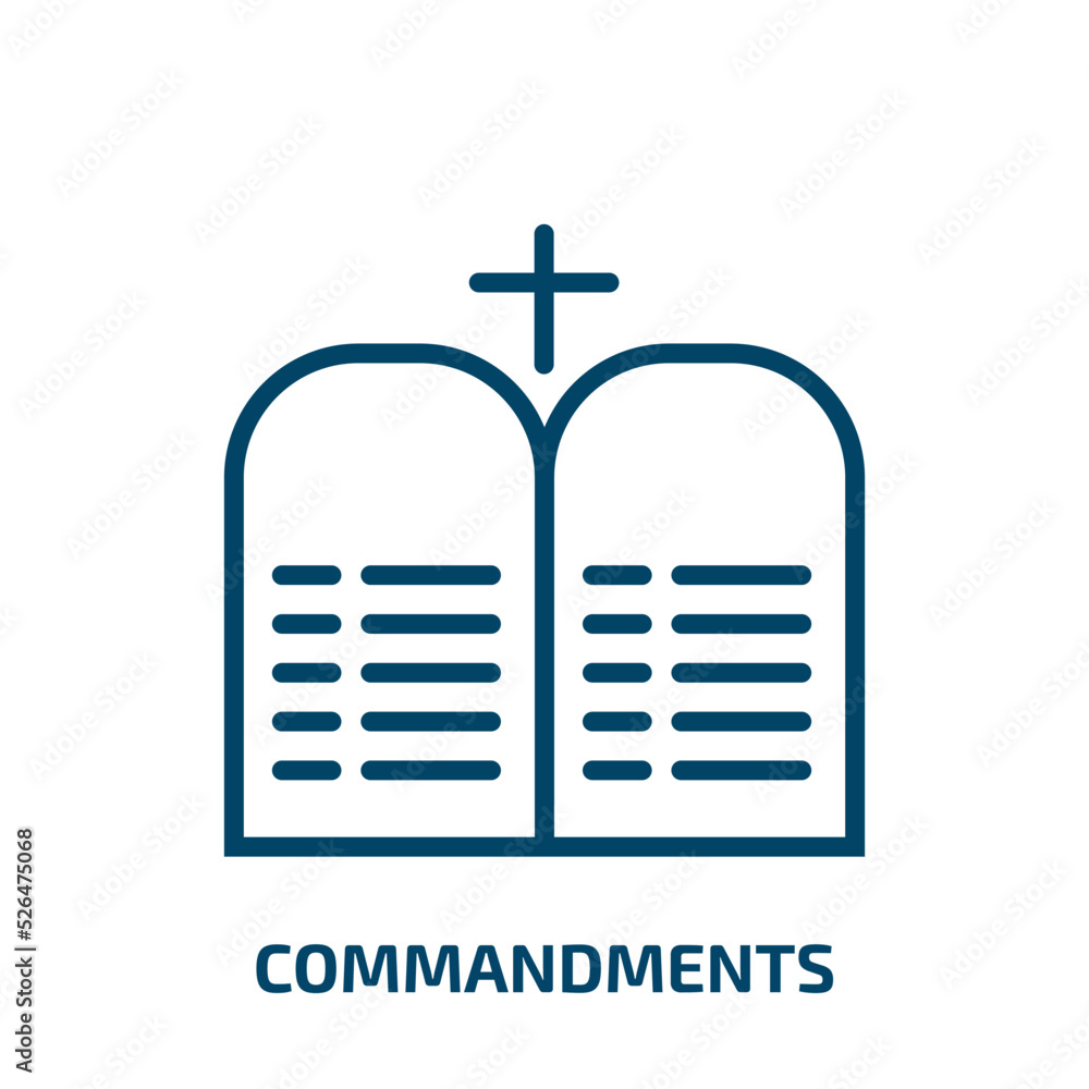 Poster commandments icon from religion collection. thin linear commandments, person, man outline icon isola