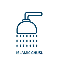 islamic ghusl icon from religion collection. Thin linear islamic ghusl, religion, islamic outline icon isolated on white background. Line vector islamic ghusl sign, symbol for web and mobile