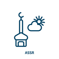 assr icon from religion collection. Thin linear assr, 50, glyph outline icon isolated on white background. Line vector assr sign, symbol for web and mobile