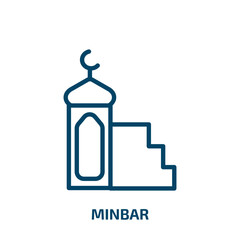 minbar icon from religion collection. Thin linear minbar, islamic, religious outline icon isolated on white background. Line vector minbar sign, symbol for web and mobile