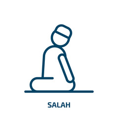salah icon from religion collection. Thin linear salah, religion, prayer outline icon isolated on white background. Line vector salah sign, symbol for web and mobile