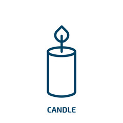 Obraz premium candle icon from religion collection. Thin linear candle, candles, cake outline icon isolated on white background. Line vector candle sign, symbol for web and mobile