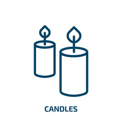 candles icon from religion collection. Thin linear candles, cake, party outline icon isolated on white background. Line vector candles sign, symbol for web and mobile