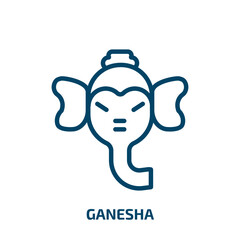 ganesha icon from religion collection. Thin linear ganesha, elephant, indian outline icon isolated on white background. Line vector ganesha sign, symbol for web and mobile