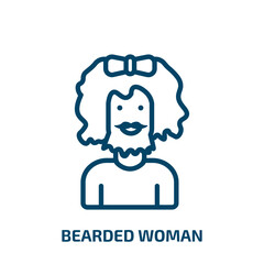 bearded woman icon from people collection. Thin linear bearded woman, beard, woman outline icon isolated on white background. Line vector bearded woman sign, symbol for web and mobile
