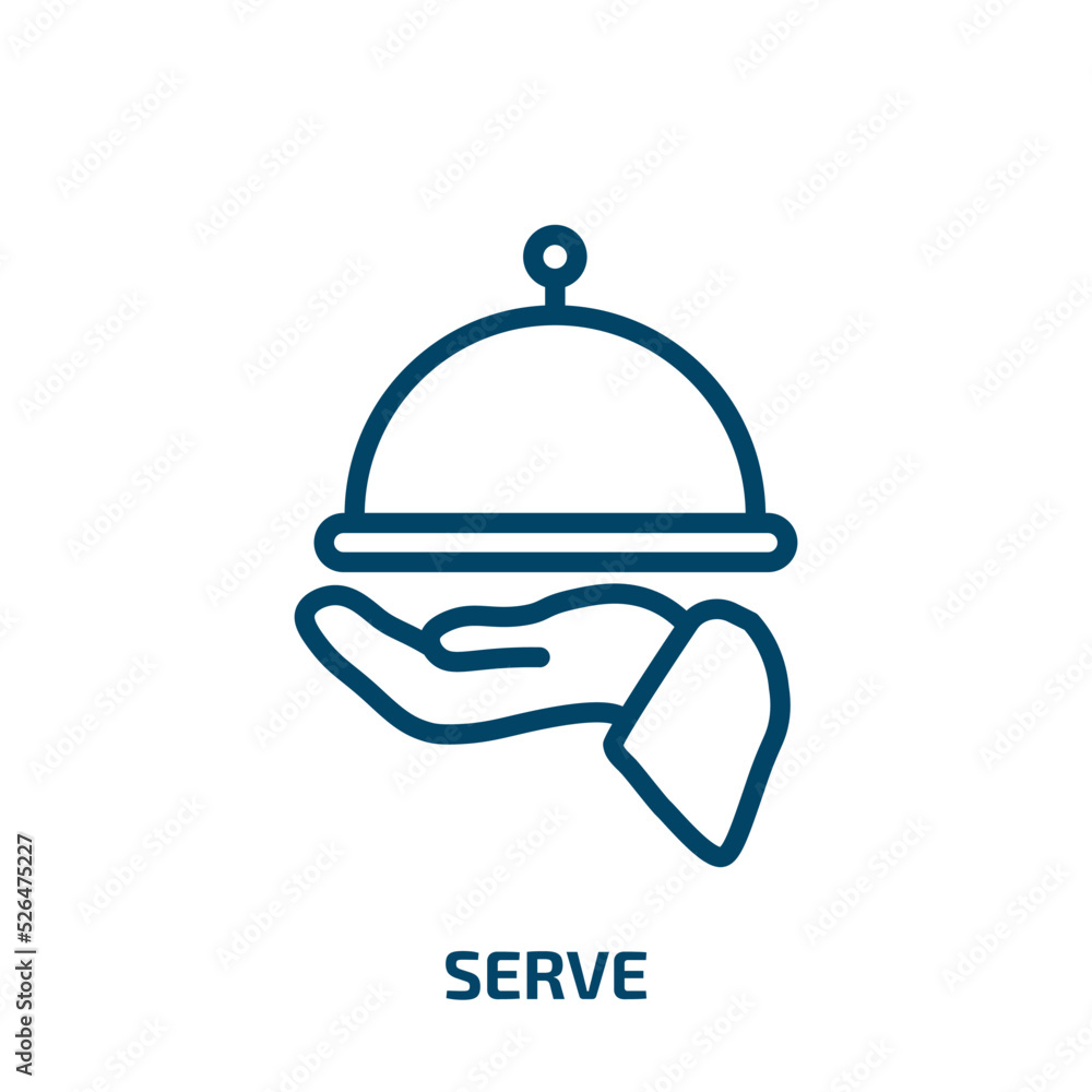 Poster serve icon from people collection. thin linear serve, lunch, breakfast outline icon isolated on whit