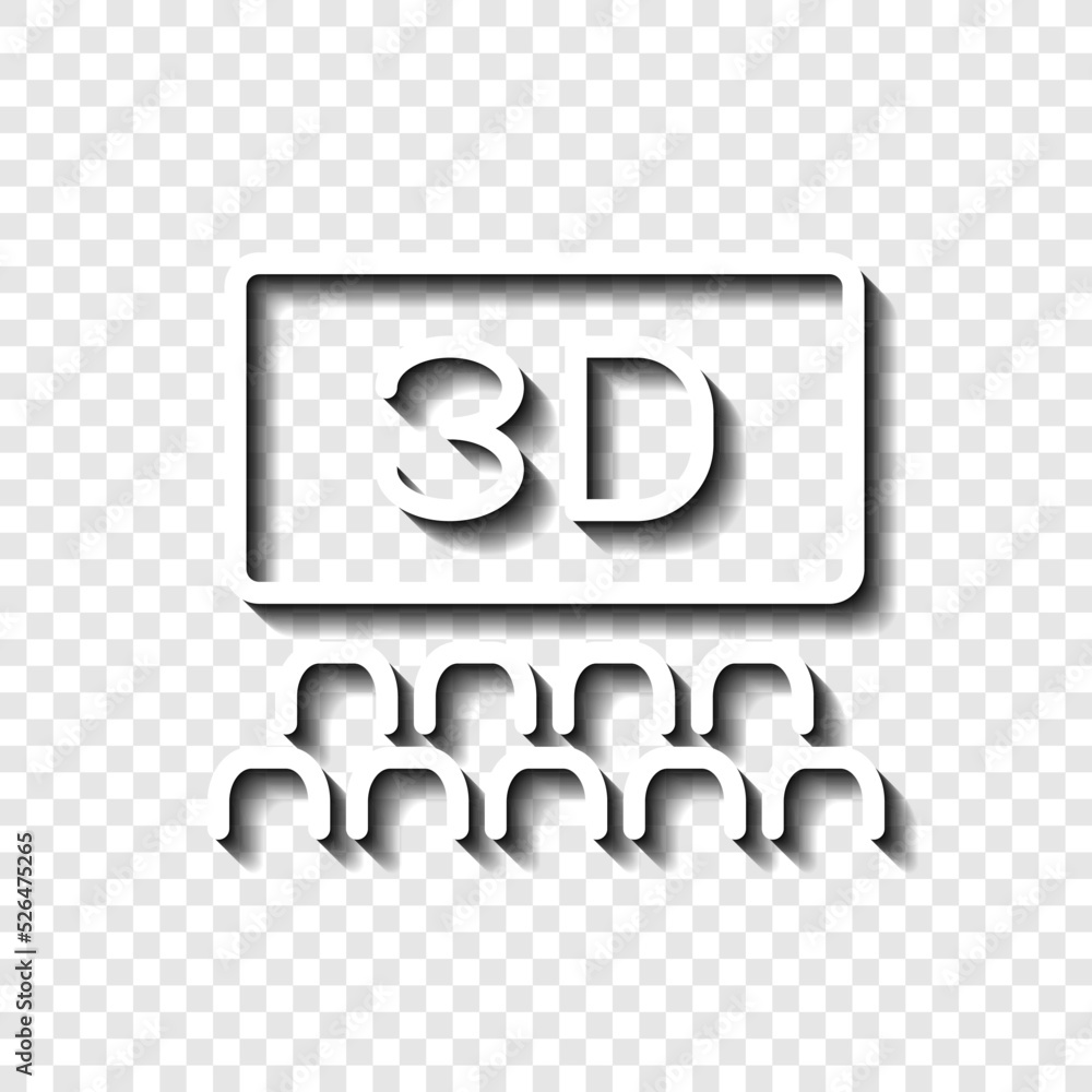 Poster cinema hall, 3d simple icon vector. flat design. white with shadow on transparent grid.ai