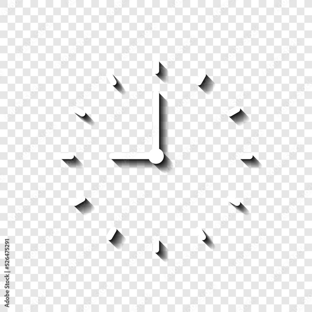 Poster clock simple icon vector. flat design. white with shadow on transparent grid.ai
