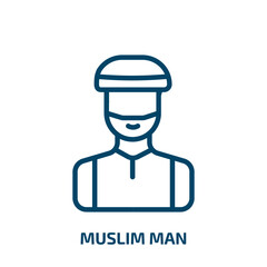 muslim man icon from people collection. Thin linear muslim man, muslim, girl outline icon isolated on white background. Line vector muslim man sign, symbol for web and mobile