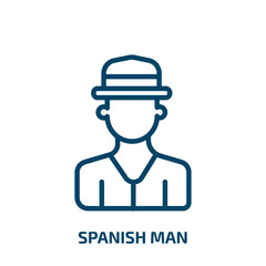 spanish man icon from people collection. Thin linear spanish man, man, spanish outline icon isolated on white background. Line vector spanish man sign, symbol for web and mobile