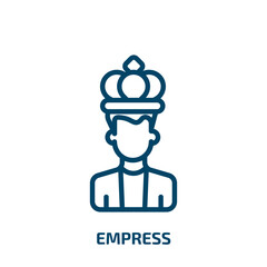 empress icon from people collection. Thin linear empress, queen, history outline icon isolated on white background. Line vector empress sign, symbol for web and mobile