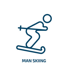 man skiing icon from people collection. Thin linear man skiing, man, sport outline icon isolated on white background. Line vector man skiing sign, symbol for web and mobile