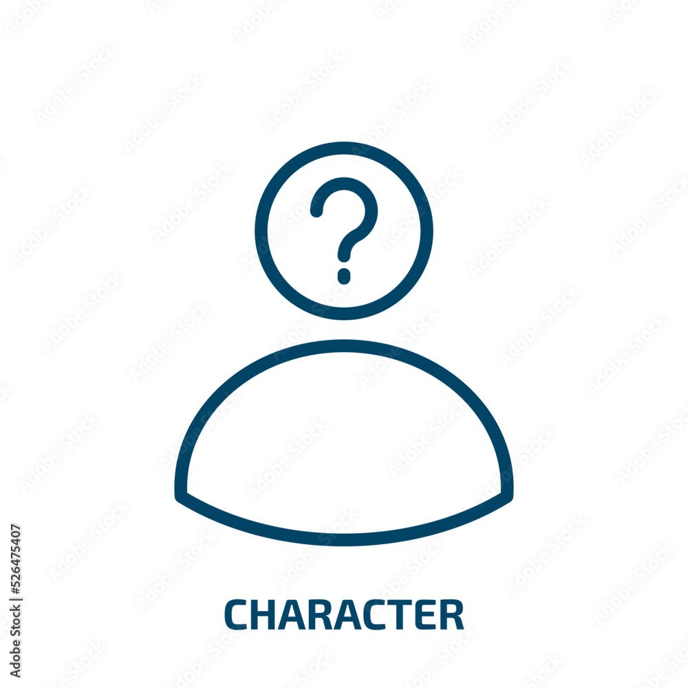 Poster character icon from shapes collection. thin linear character, human, business outline icon isolated 