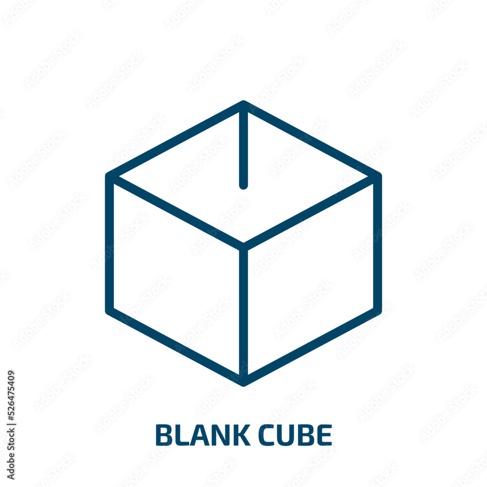 Poster blank cube icon from shapes collection. thin linear blank cube, blank, box outline icon isolated on 